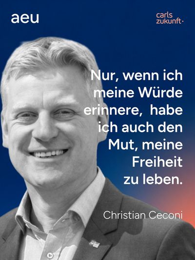 Zitat Christian Ceconi: "Nur, wenn ich meine Würde erinnere, habe ich auch den Mut, meine Freiheit zu leben."